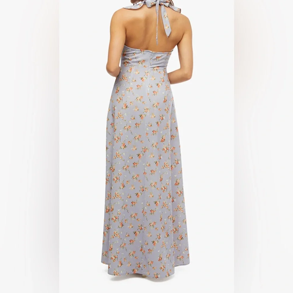 NWT WEWOREWHAT Roses Ruffle Halter Midi Dress fairy Cottagecore ethereal - Picture 4 of 9